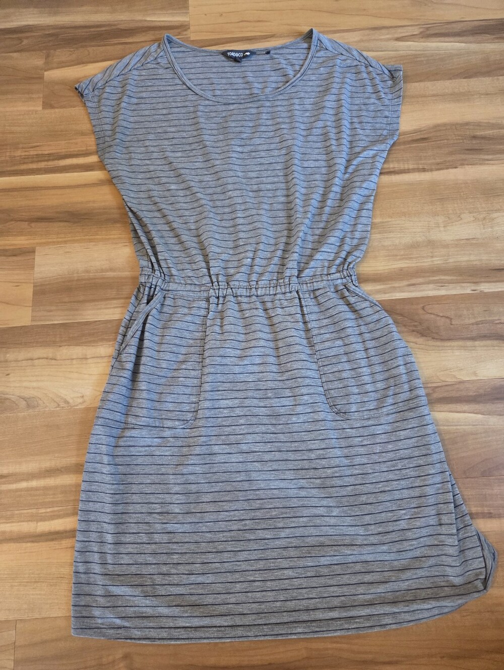 Toad&Co Casual Gray Striped Dress Size XS